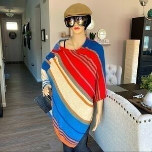 💋 Chaps knit poncho striped sweater cardigan